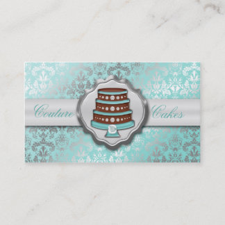 Carte De Visite Boulangerie étincelante de gâteau de damassé de