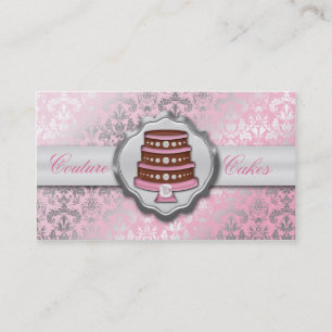 Carte De Visite Boulangerie étincelante de gâteau de damassé de