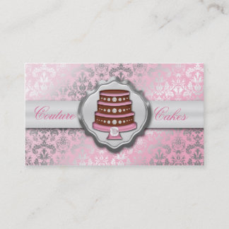 Carte De Visite Boulangerie étincelante de gâteau de damassé de