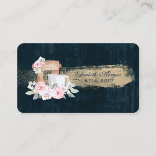Carte De Visite Boulangerie, Fleurs de mélange, Bleu à brosse