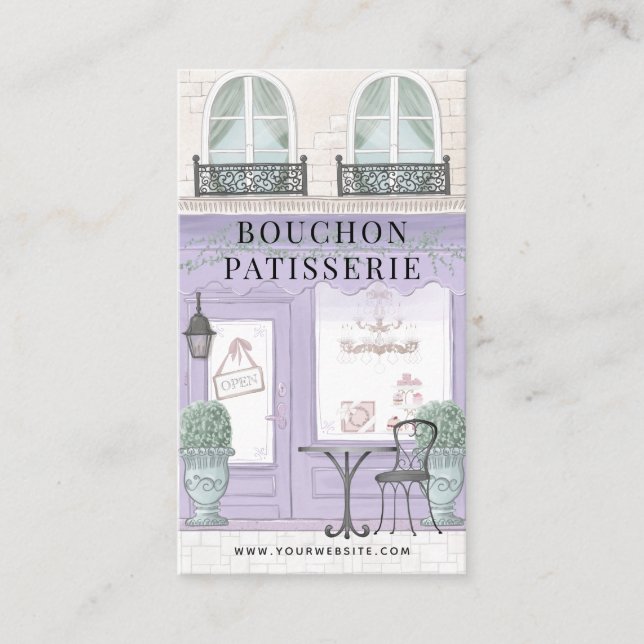 Carte De Visite Boulangerie Française Patisserie Café Lavender Pur (Devant)