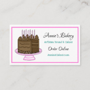 Carte De Visite Boulangerie G. d'anniversaire Turquoise et ros