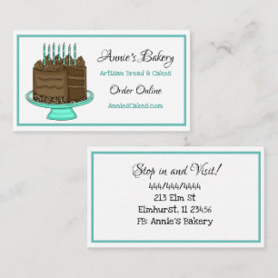 Carte De Visite Boulangerie Gâteau d'anniversaire Turquoise et