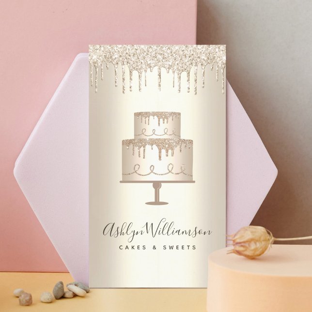 Carte De Visite Boulangerie Gâteau Parties scintillant or Drives P (Créateur téléchargé)