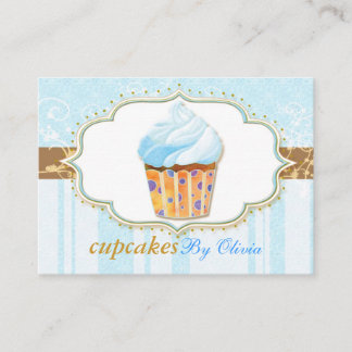 Carte De Visite Boulangerie Icy Blue Stripes Cupcake