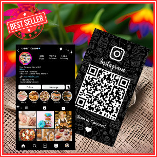 Carte De Visite Boulangerie Instagram Chef pâtisserie noire Traite
