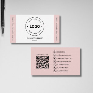 Carte De Visite Boulangerie Logo personnalisé QR Code rose pâle