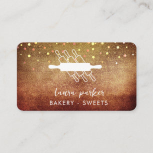 Carte De Visite Boulangerie maison Rouleau Blanc Or Vintage