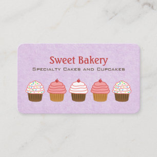 Carte De Visite Boulangerie mignonne de cupcake violet de lavande