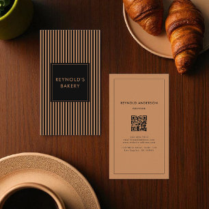 Carte De Visite Boulangerie minimaliste Brown noir QR Code