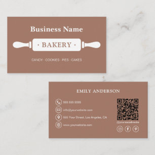 Carte De Visite Boulangerie minimaliste QR Médias sociaux