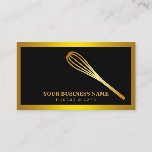 Carte De Visite Boulangerie moderne Gold Whisk (Devant)