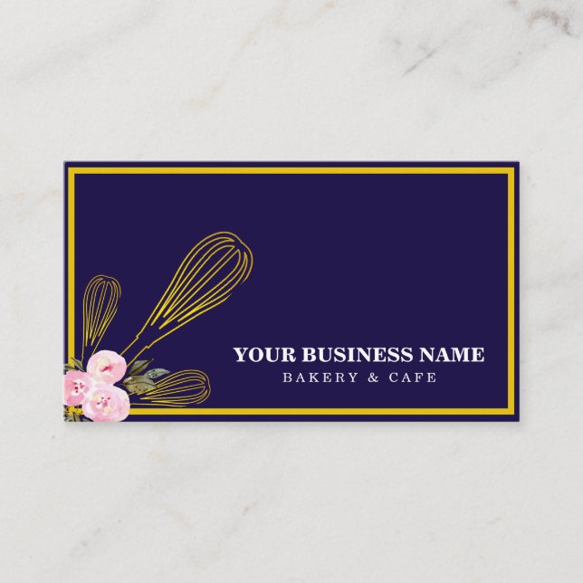 Carte De Visite Boulangerie moderne Gold Whisk (Devant)