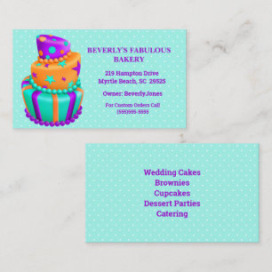 Carte De Visite boulangerie moderne Green Orange Purple Cake