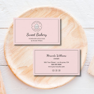 Carte De Visite Boulangerie Moderne Logo Rose Personnalisé