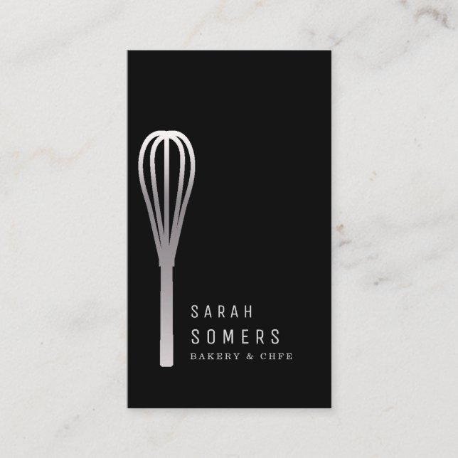 Carte De Visite Boulangerie moderne Parties scintillant d'or Whisk (Devant)