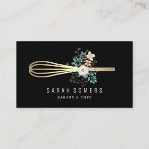 Carte De Visite Boulangerie moderne Parties scintillant d'or Whisk