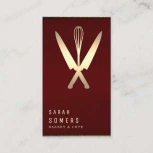 Carte De Visite Boulangerie moderne Parties scintillant or couteau