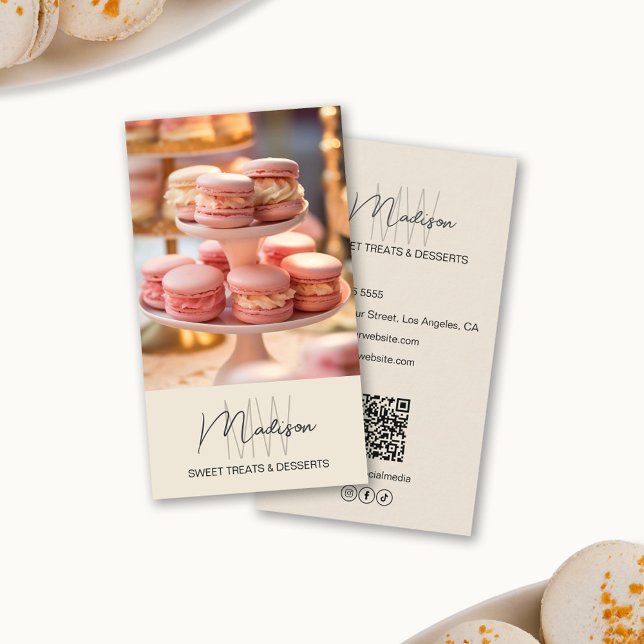 Carte De Visite Boulangerie Monogramme Logo Beige (Bakery Monogram Logo Beige Business Card)