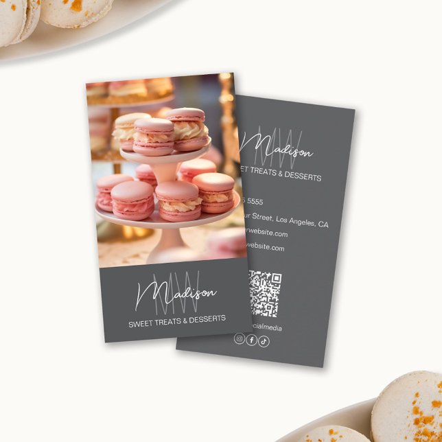 Carte De Visite Boulangerie Monogramme Logo Gris (Bakery Monogram Logo Gray Business Card)