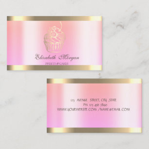 Carte De Visite Boulangerie Ombre Chic Cupcake Gold Stripe