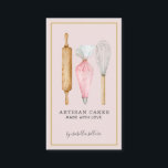 Carte De Visite Boulangerie Pâtisserie Chef Cuisine Ustensiles Noi<br><div class="desc">Ce carte de visite de pâtisserie pâtissière à l'aquarelle mignon et fantaisiste dispose d'outils de boulanger; broche à rouler, sac de canalisation et fouet. Des outils simples du métier ! Votre nom signature dans la typographie de script et le nom de votre entreprise, avec le slogan : fait avec amour....</div>
