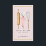 Carte De Visite Boulangerie Pâtisserie Chef Cuisine Ustensiles Noi<br><div class="desc">Ce carte de visite de pâtisserie pâtissière à l'aquarelle mignon et fantaisiste dispose d'outils de boulanger; broche à rouler, sac de canalisation et fouet. Des outils simples du métier ! Votre nom signature dans la typographie de script et le nom de votre entreprise, avec le slogan : fait avec amour....</div>