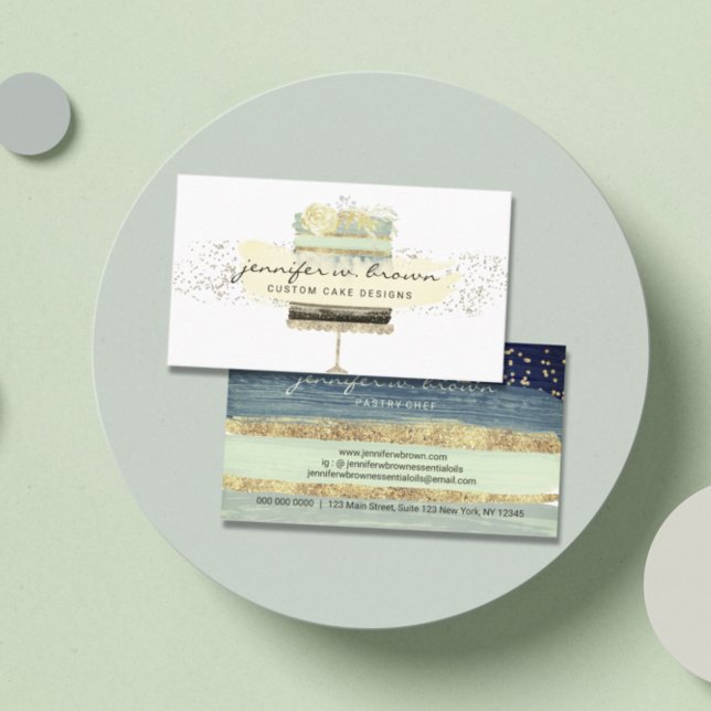 Carte De Visite Boulangerie Pâtisserie Chef Gold Flower glitz Gâte (Créateur téléchargé)