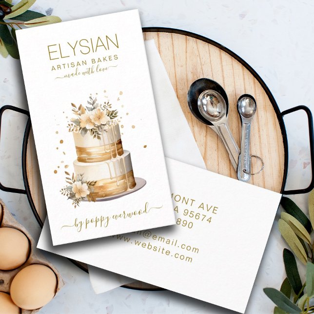 Carte De Visite boulangerie pâtisserie Chef pâtisserie Gâteau Beig (Créateur téléchargé)