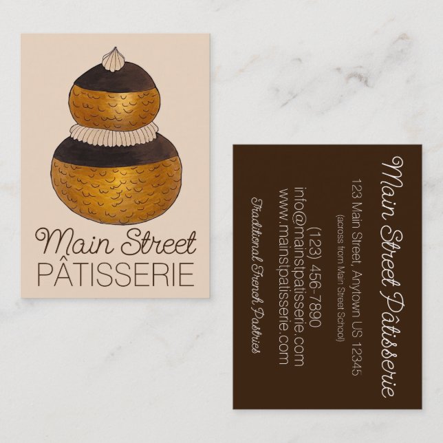 Carte De Visite Boulangerie Pâtisserie Chef pâtisserie Religieuse  (Devant / Derrière)