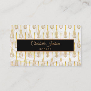 Carte De Visite Boulangerie Pâtisserie motif de fouet en or sur ma