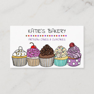 Carte De Visite Boulangerie personnalisée   Cupcakes mignons Whims