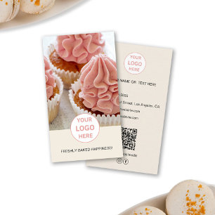 Carte De Visite Boulangerie Photo personnalisée Logo QR Cream Cart