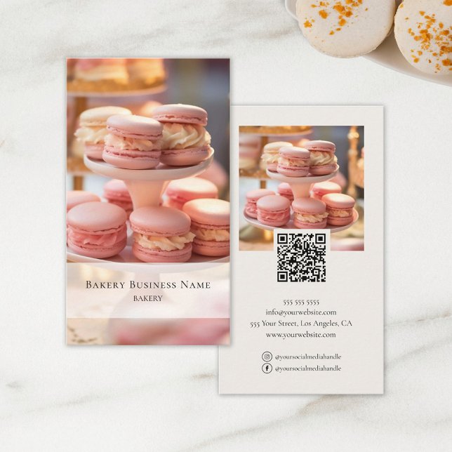 Carte De Visite Boulangerie Photo personnalisée Médias sociaux Cod (Create your own Bakery Business Card with 2 photos QR code and Social Media Icons )