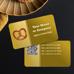 Carte De Visite Boulangerie Pretzel avec Gold Metal Look - restaur