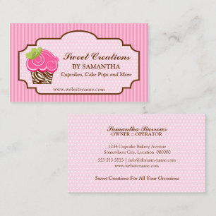 Carte De Visite Boulangerie rose élégante de petit gâteau