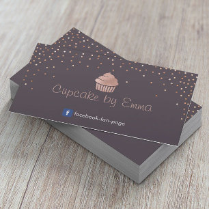 Carte De Visite Boulangerie Rose Gold Cupcake Confetti moderne vio