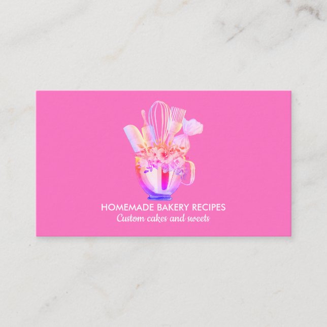 Carte De Visite Boulangerie rose vif Cake Maker Cupcake Shop (Devant)