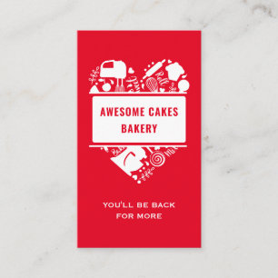 Carte De Visite Boulangerie Rouge Blanc Gâteaux Gâteaux Cookies Pâ