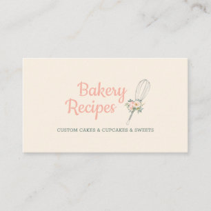 Carte De Visite Boulangerie signature Whisk fleurs mignonnes