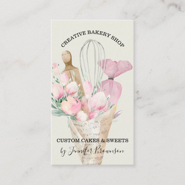 Carte De Visite Boulangerie Sophistiquée Sage Vert (Devant)