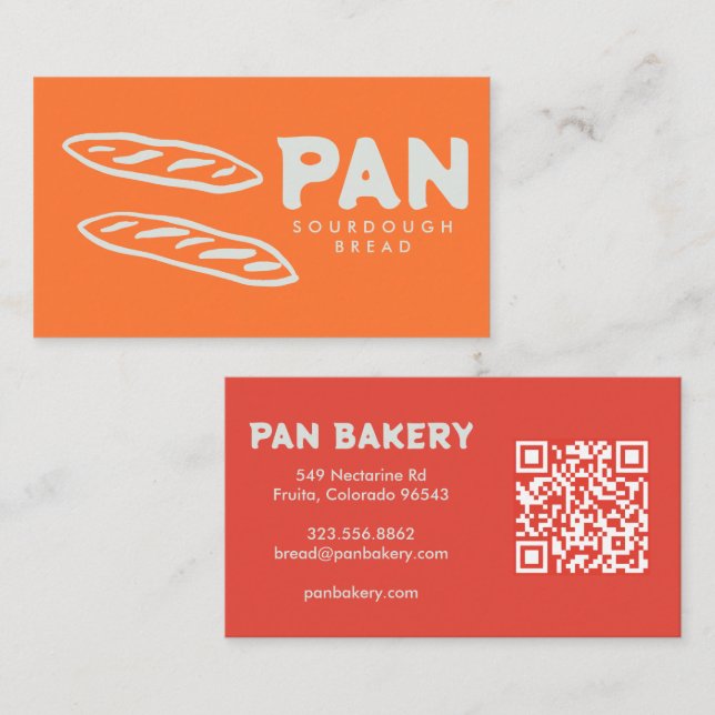Carte de visite Boulangerie sur mesure QR dessinée (Devant / Derrière)