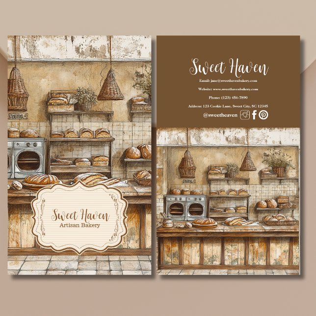 Carte De Visite Boulangerie vintage et élégante (Créateur téléchargé)