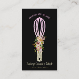Carte De Visite Boulangerie Whisk étincelant or noir