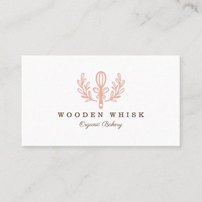 Carte De Visite Boulangerie Whisk & Floral Leaf Wreath Business Lo (Devant)