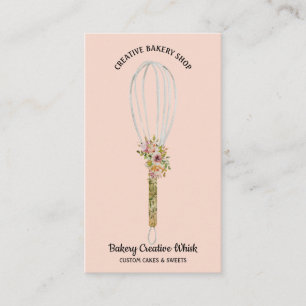 Carte De Visite Boulangerie Whisk Rustique Floral Blush Rose