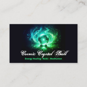 Carte De Visite Boule de cristal vert noir Concitation Reiki