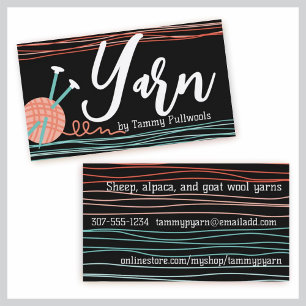 Carte De Visite boule de fil tricot aiguilles tricot artisanat