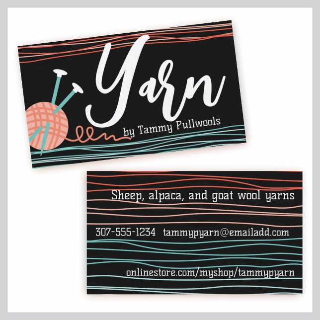 Carte De Visite boule de fil tricot aiguilles tricot artisanat (Créateur téléchargé)