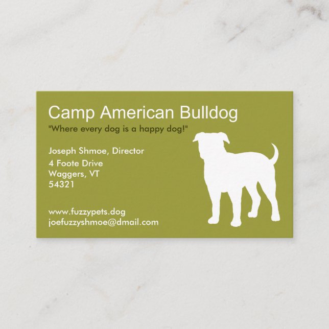 Carte De Visite Bouledogue américain (Devant)